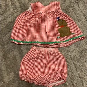 Bailey boys red gingham dog set